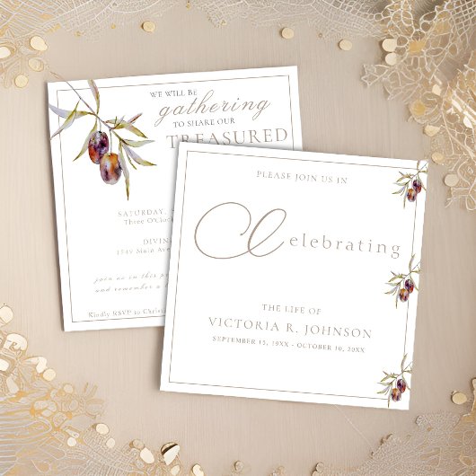 Waterverf olijftak viering van het leven kaart