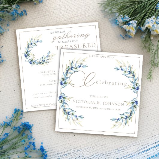 Waterverf olijftak viering van het leven kaart