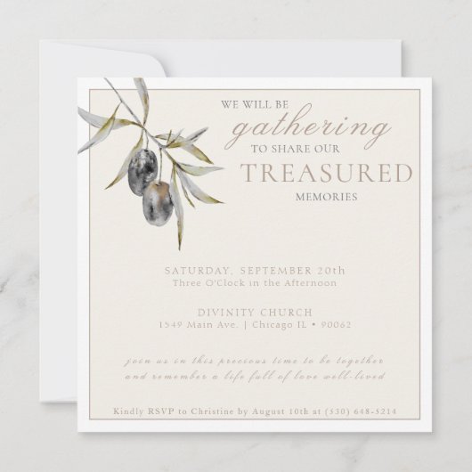 Waterverf olijftak viering van het leven kaart (Achterkant)