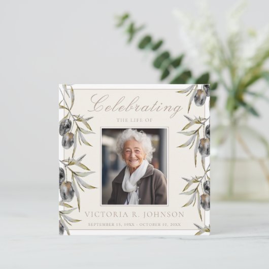 Waterverf olijftak viering van het leven kaart (Staand voorkant)