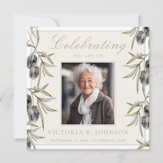 Waterverf olijftak viering van het leven kaart (Voorkant)