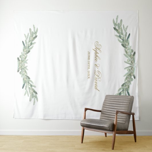 Waterverf Olijftakken Fotohokje Achtergrond Wandkleed (In Situ (horizontaal))