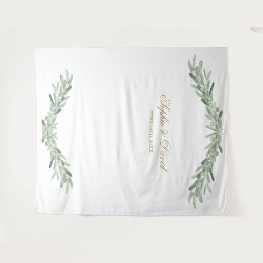 Waterverf Olijftakken Fotohokje Achtergrond Wandkleed (Voorkant (horizontaal))