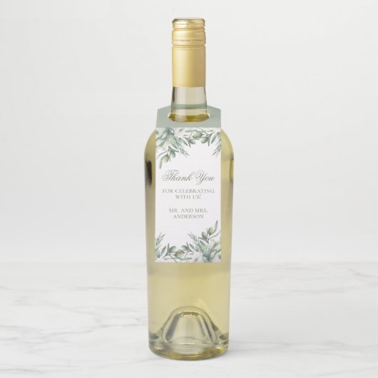 Waterverf olijven. Botanische bruiloft bedankt Flessenhanger (Op fles)