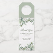 Waterverf olijven. Botanische bruiloft bedankt Flessenhanger (Voorkant)