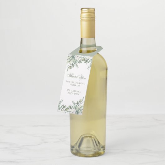 Waterverf olijven. Botanische bruiloft bedankt Flessenhanger (Schuin)