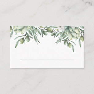 Waterverf olijven. Elegant floral italian bruiloft Plaatskaartje