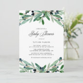 Waterverf Olijven en Grieks Baby shower Kaart (Staand voorkant)