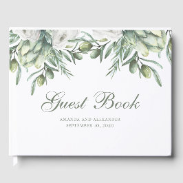 Waterverf olijven. Zomer bloemenitaliaanse bruilof Gastenboek