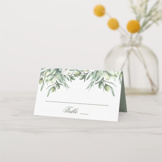 Waterverf olijven. Zomer tuin Italiaanse bruiloft Plaatskaartje (Voorkant)