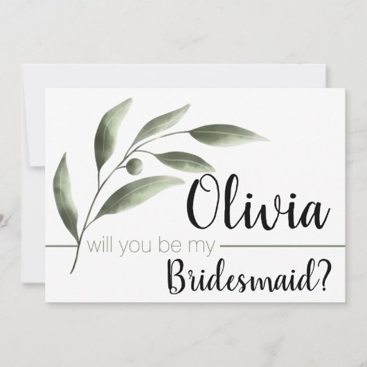 Waterverf Olive... ben je mijn bridesmaidskaarten Kaart (Voorkant)