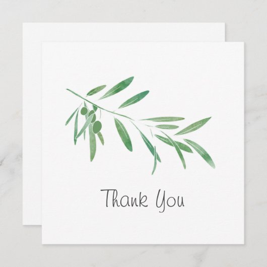 Waterverf Olive Branch Bedankkaart (Voorkant / Achterkant)