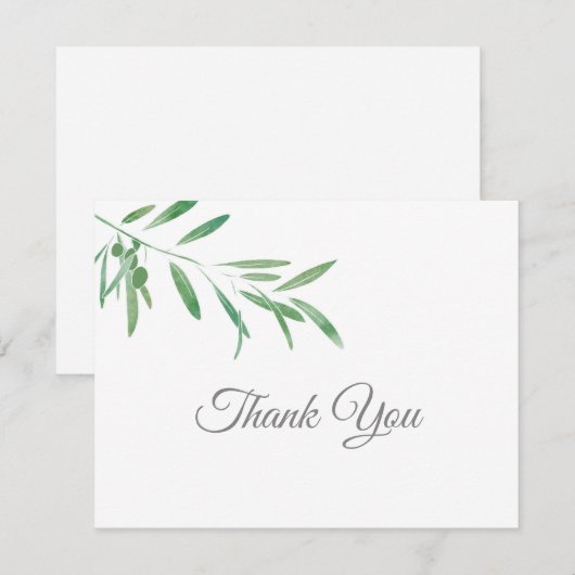 Waterverf Olive Branch Bedankkaart (Voorkant / Achterkant)
