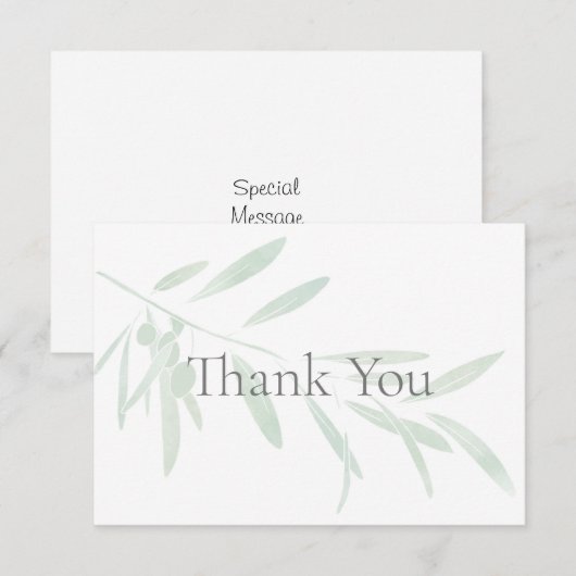 Waterverf Olive Branch Bedankkaart (Voorkant / Achterkant)