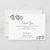 Waterverf Olive Branch Begrafenis Dank u kaart (Voorkant)