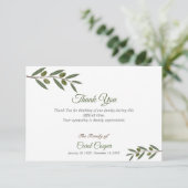 Waterverf Olive Branch Begrafenis Dank u kaart (Staand voorkant)