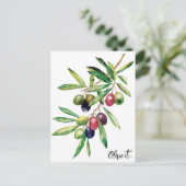 Waterverf Olive Branch Briefkaart (Staand voorkant)