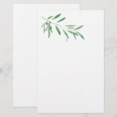 Waterverf Olive Branch Briefpapier (Voorkant / Achterkant)