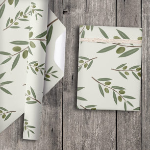 Waterverf Olive Branch Cadeaupapier