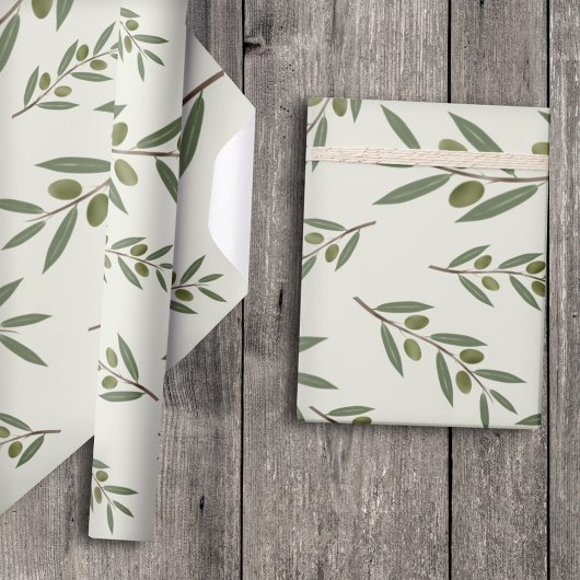 Waterverf Olive Branch Cadeaupapier