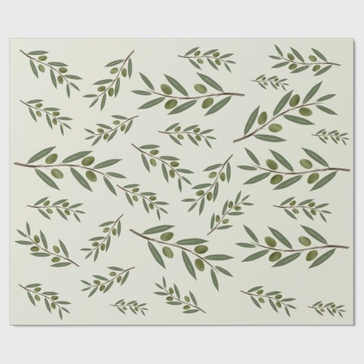 Waterverf Olive Branch Cadeaupapier (Vlak)