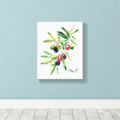 Waterverf Olive Branch Canvas Afdruk (Insitu (Houten vloer))