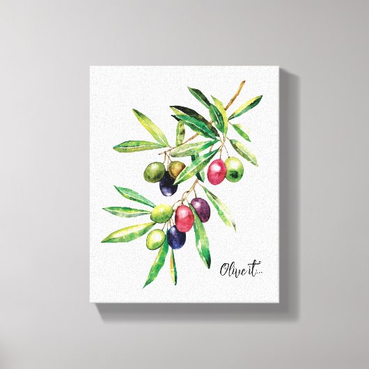 Waterverf Olive Branch Canvas Afdruk (Voorkant)