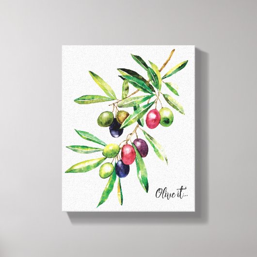 Waterverf Olive Branch Canvas Afdruk (Voorkant)