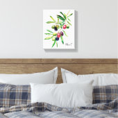 Waterverf Olive Branch Canvas Afdruk (Insitu (Slaapkamer))