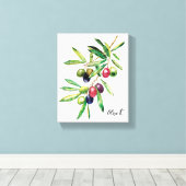 Waterverf Olive Branch Canvas Afdruk (Insitu (Houten vloer))