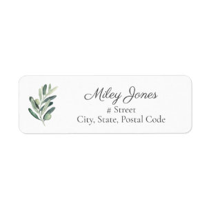 Waterverf Olive Branch Elegant Return-adres Etiket