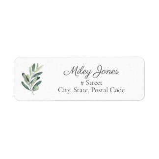 Waterverf Olive Branch Elegant Return-adres Etiket