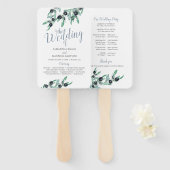 Waterverf Olive Branch Greenery Paper Wedding Fan Handwaaier (Voorkant en achterkant)