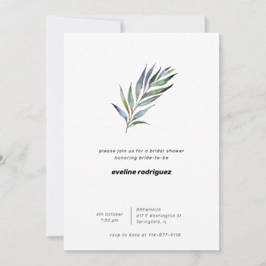 Waterverf Olive Branch Greenery Vrijgezellenfeest Kaart (Voorkant)