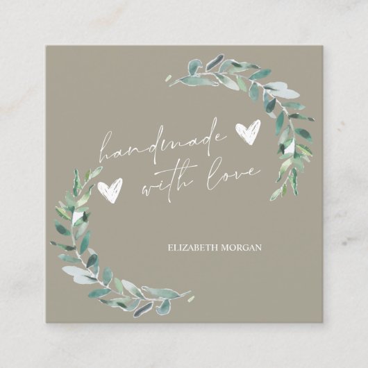 Waterverf Olive Branch, Handmade Vierkante Visitekaartje (Voorkant)