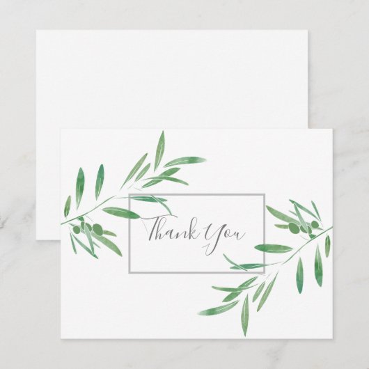 Waterverf Olive Branch Hartelijk dank Bedankkaart (Voorkant / Achterkant)