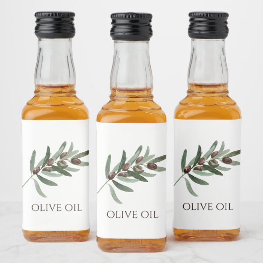 Waterverf Olive Branch Illustration Likeurfles Etiket (Flessen)