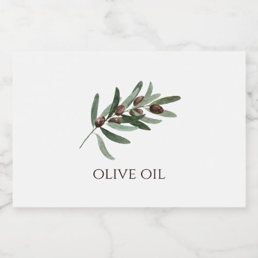 Waterverf Olive Branch Illustration  Likeurfles Etiket (Enkel label)