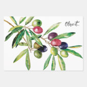 Waterverf Olive Branch Inpakpapier Vel (Voorkant)
