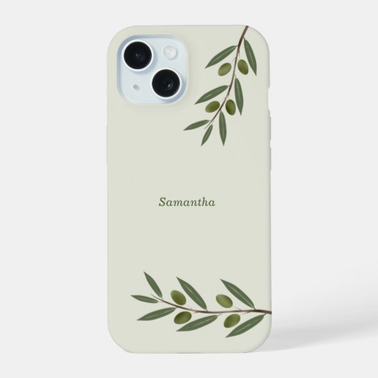 Waterverf Olive Branch iPhone 15 Case (Achterkant)
