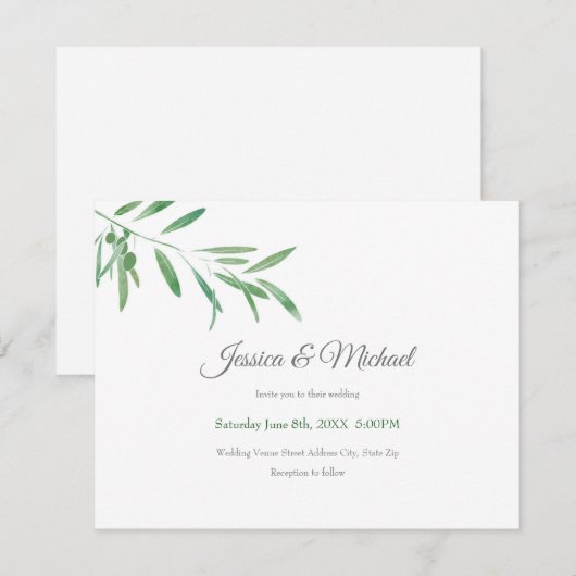 Waterverf Olive Branch Kaart (Voorkant / Achterkant)