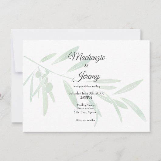 Waterverf Olive Branch Kaart (Voorkant)