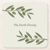 Waterverf Olive Branch Kartonnen Onderzetters (Voorkant)