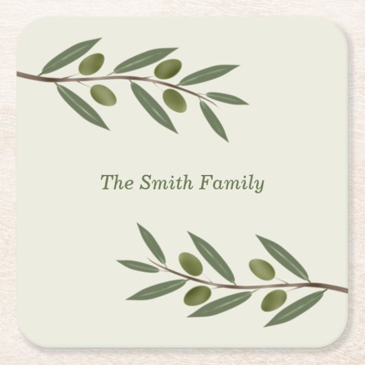 Waterverf Olive Branch Kartonnen Onderzetters (Voorkant)