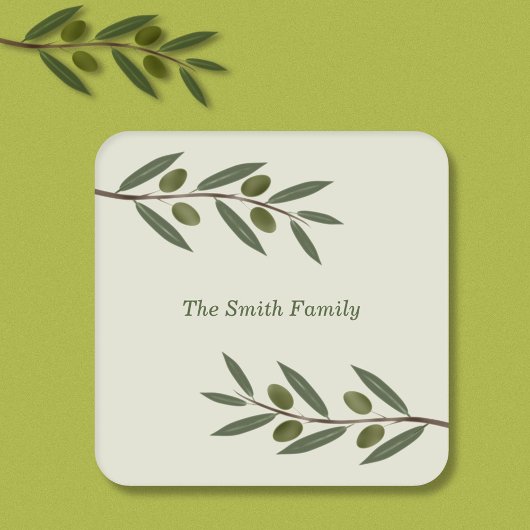 Waterverf Olive Branch Kartonnen Onderzetters