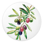 Waterverf Olive Branch Keramische Knop (Voorkant)