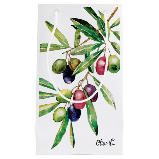 Waterverf Olive Branch Klein Cadeauzakje (Voorkant)