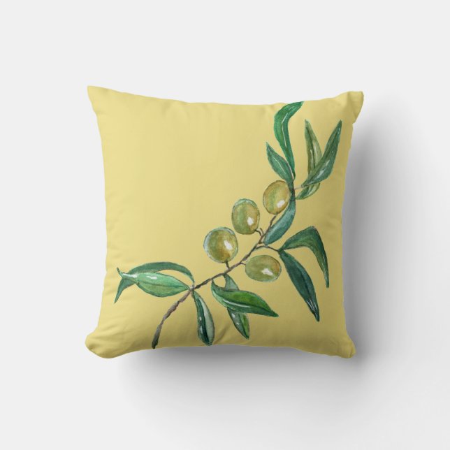 Waterverf Olive Branch Kussen (Voorkant)