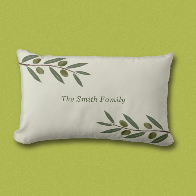 Waterverf Olive Branch Kussen (Watercolor Olive Branch Pillow)