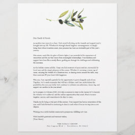 Waterverf Olive Branch Letterhead Sjabloon Briefhoofd